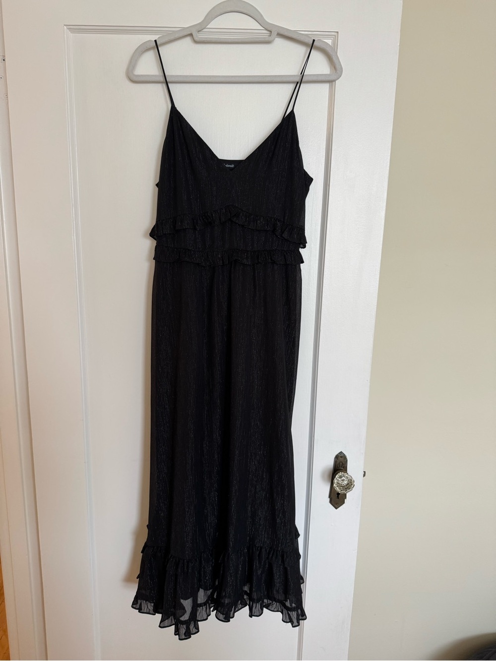 Madewell Black Ruffle Maxi Slip Dress